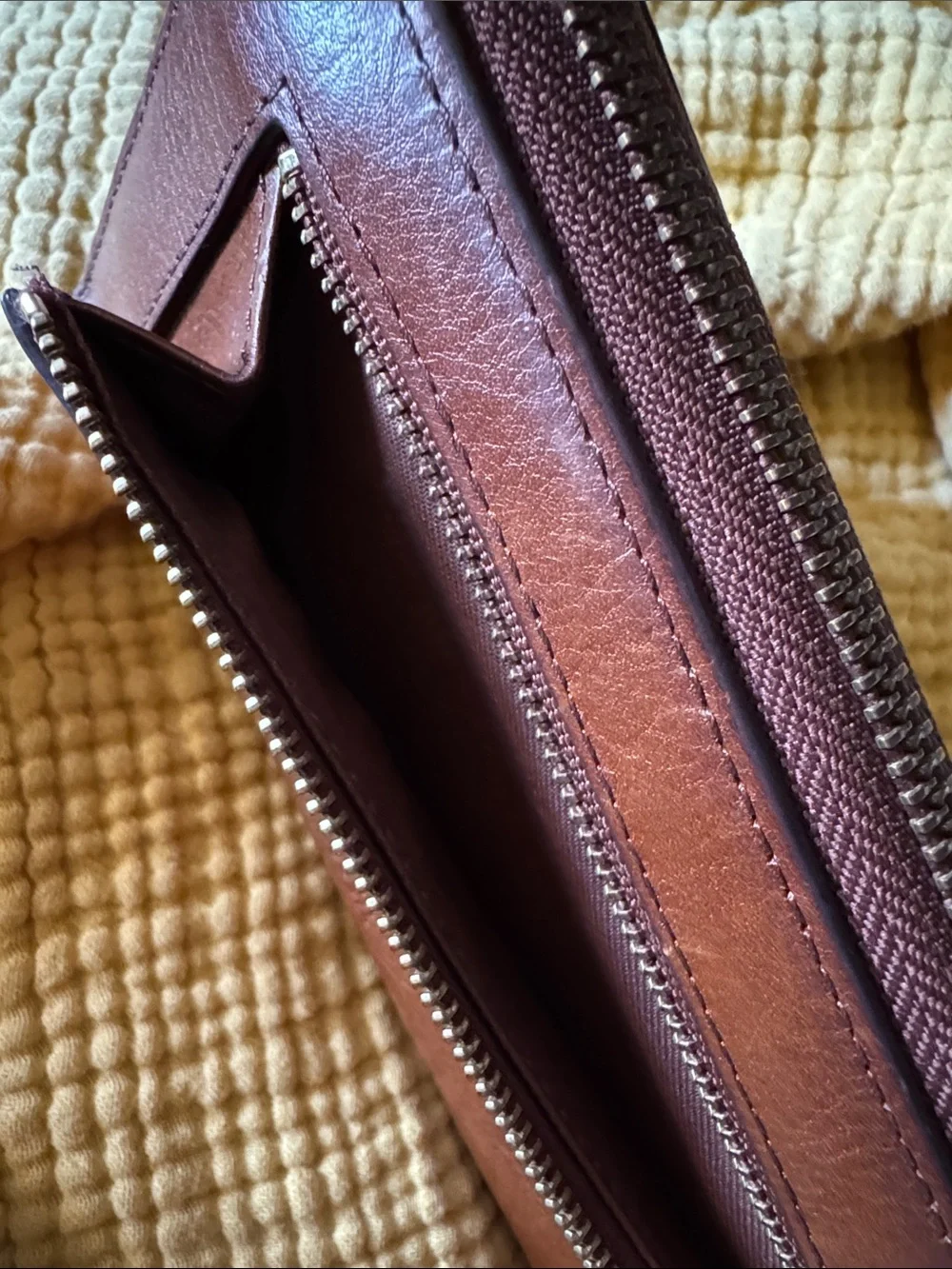Fossil Brown Leather Zip Wristlet Wallet